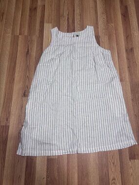 a new day White Sleeveless Pinstripe Midi Dress